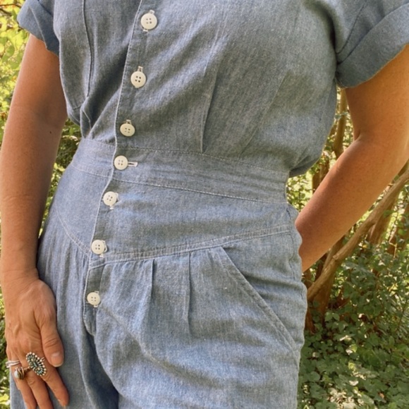 Vintage blue chambray jumpsuit - Picture 7 of 11